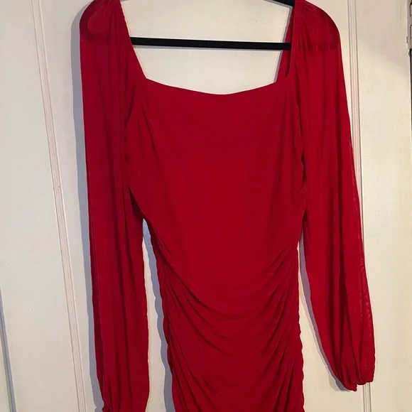 Red Ruched Dress - Picture 3 of 7
